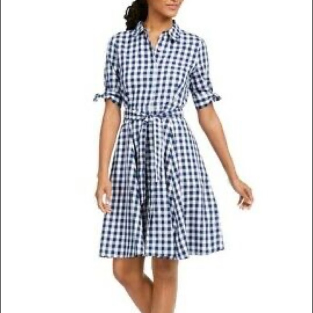 Calvin Klein Gingham Belted Shirt Dress size 6